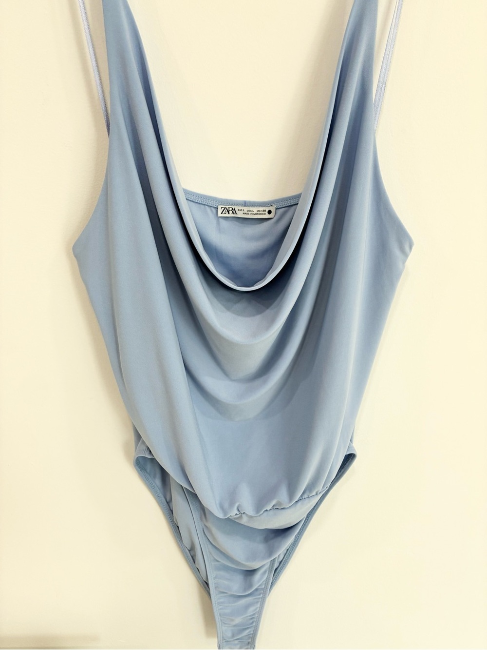 Zara Baby Blue Draped Bodysuit